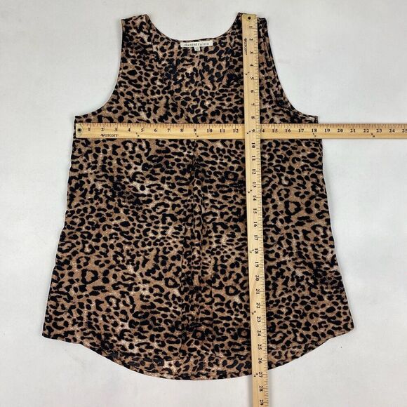 Daniel Rainn Brown Animal Print Sleeveless Blouse Chiffon V-Neck Tank Size M - Picture 3 of 8